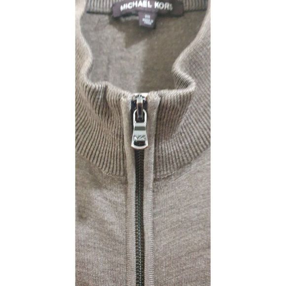 Michael Kors Mens 100% Merino Wool Baseball Jacket Brown Size 2XL - Picture 6 of 11